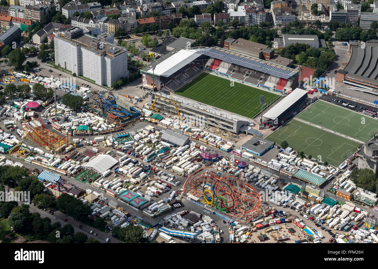 Vue aérienne, rénovation du stade Millerntorstadion, St.Pauli, Hambourg, Hambourg, Allemagne, Europe, vue aérienne, les oiseaux-lunettes de vue, Banque D'Images