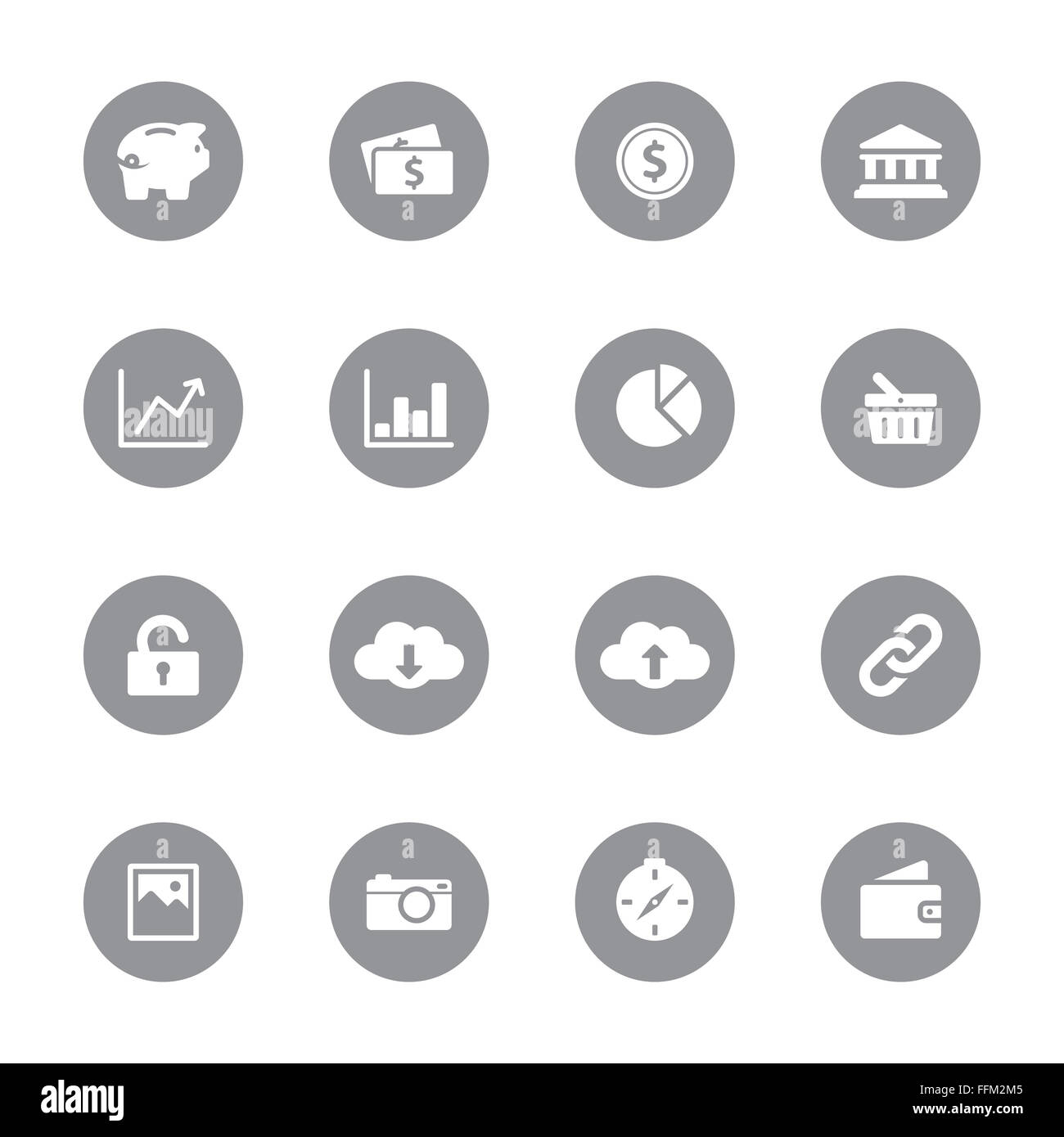 [JPEG] web icon set 4 sur le cercle gris pour le web design, l'interface utilisateur (IU), l'infographie et de l'application mobile (apps) Banque D'Images