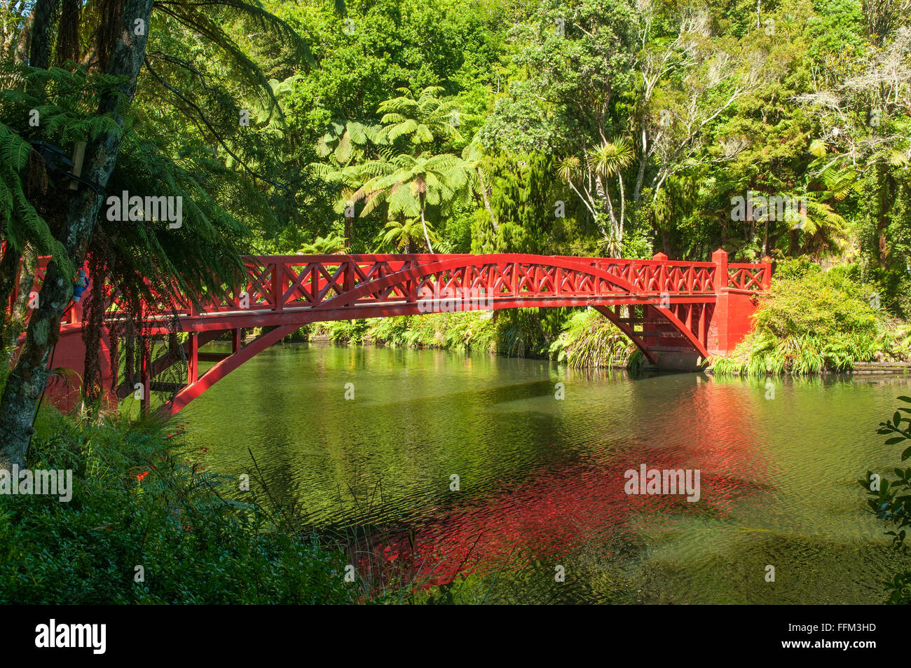 Pont du poète, Parc Pukekura, New Plymouth, Taranaki, en Nouvelle-Zélande Banque D'Images