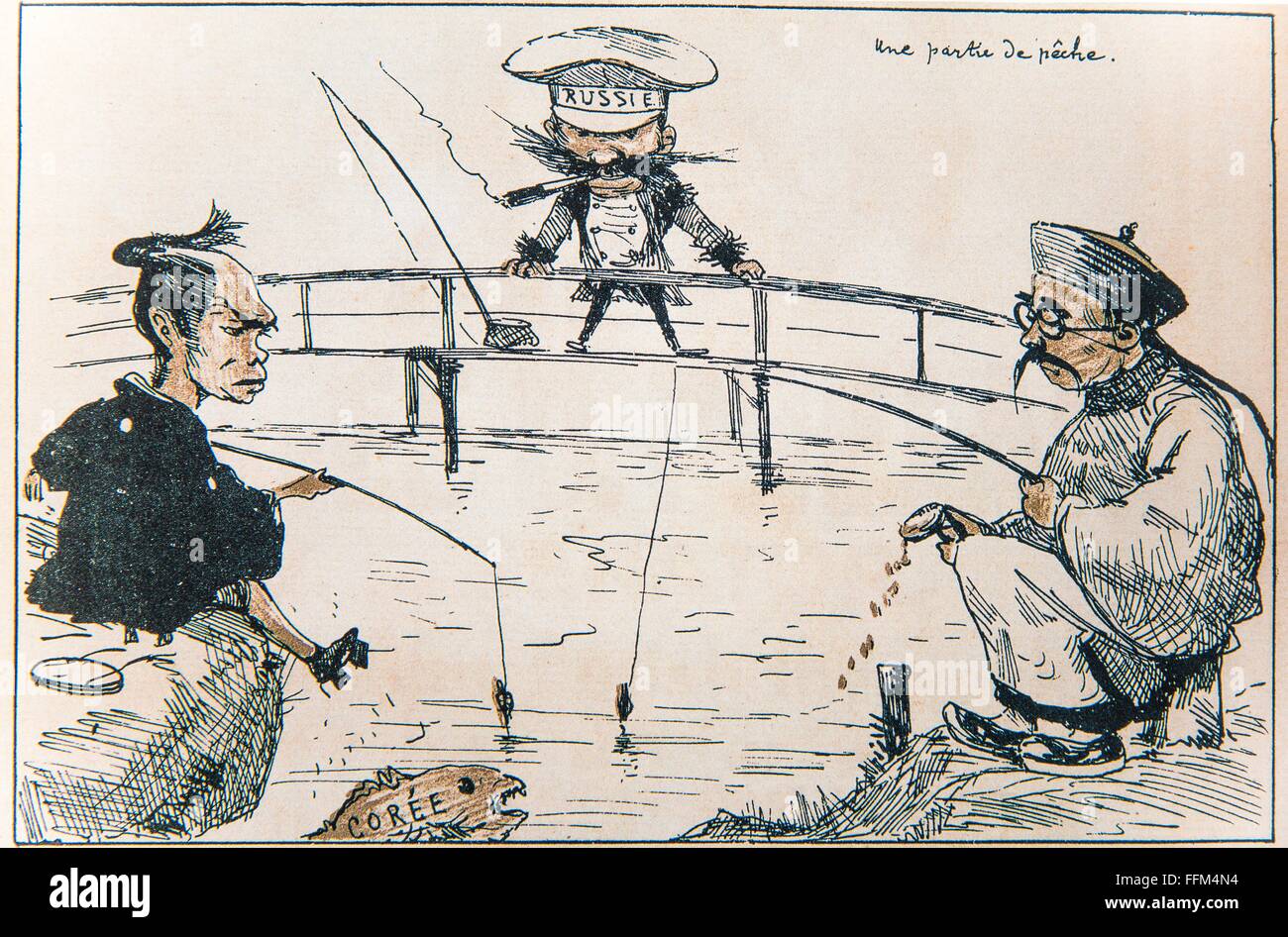 Caricature de Georges Ferdinand Bigot (1860-1927) la pêche. 1887. Banque D'Images