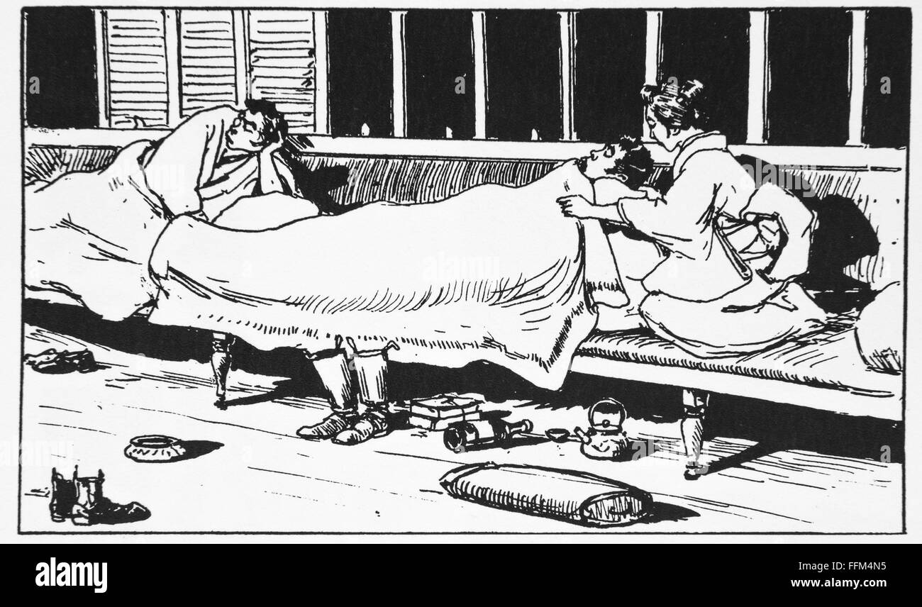 Caricature de Georges Ferdinand Bigot (1860-1927) second class les passagers dans le train. 1899. Banque D'Images