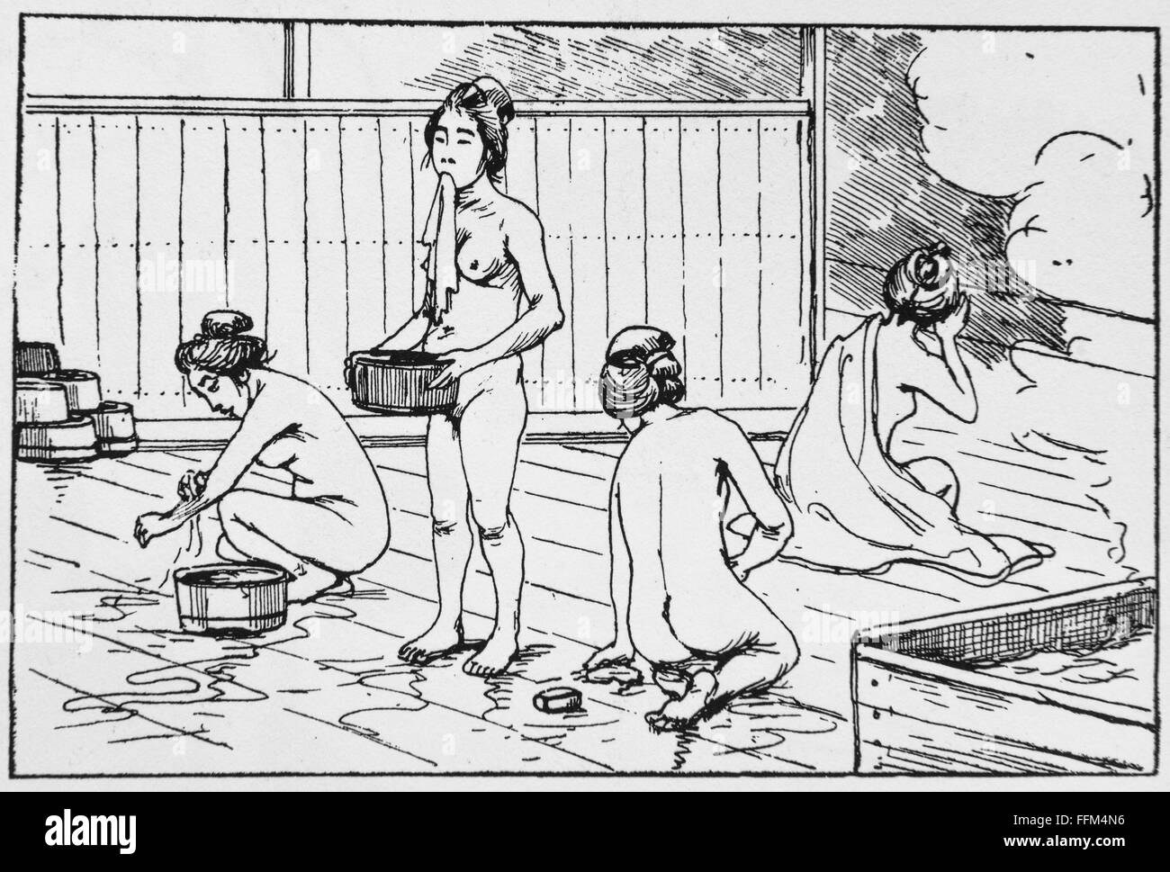 Caricature de Georges Ferdinand Bigot (1860-1927) le bain des femmes. 1899. Banque D'Images