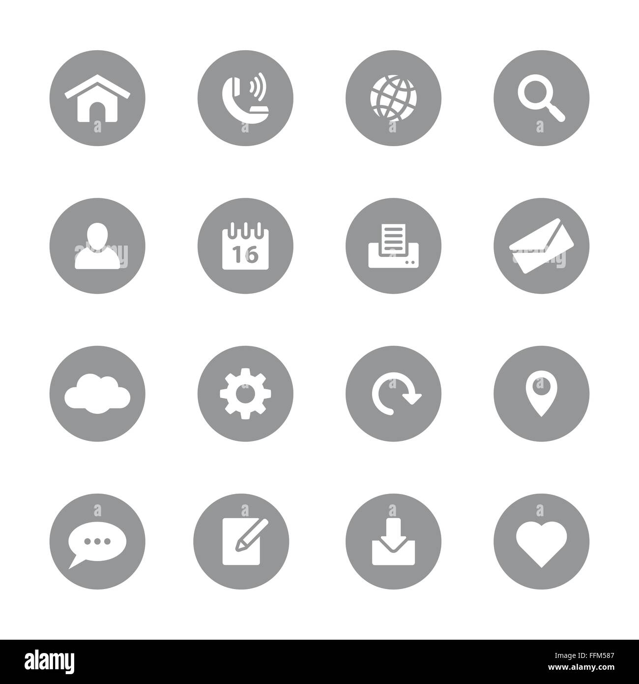 [EPS10] web icon set sur 1 cercle gris Illustration de Vecteur