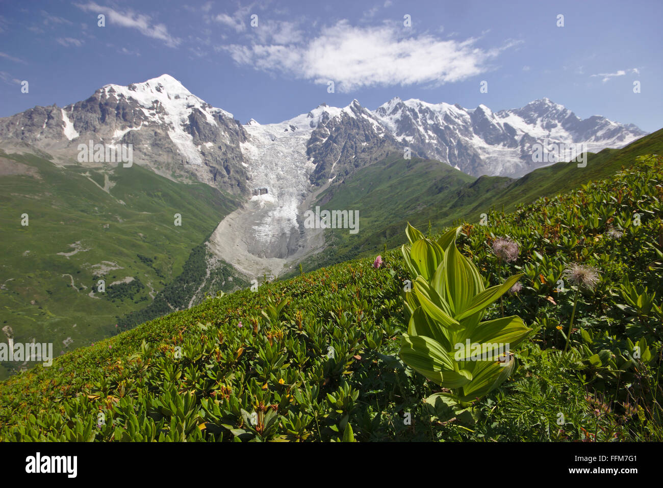 Tetnuldi, Adishi Dzhangi Glacier, Col Chkhunderi de Tau,  Mestia-Ushguli-Trek, Svaneti, Géorgie Photo Stock - Alamy