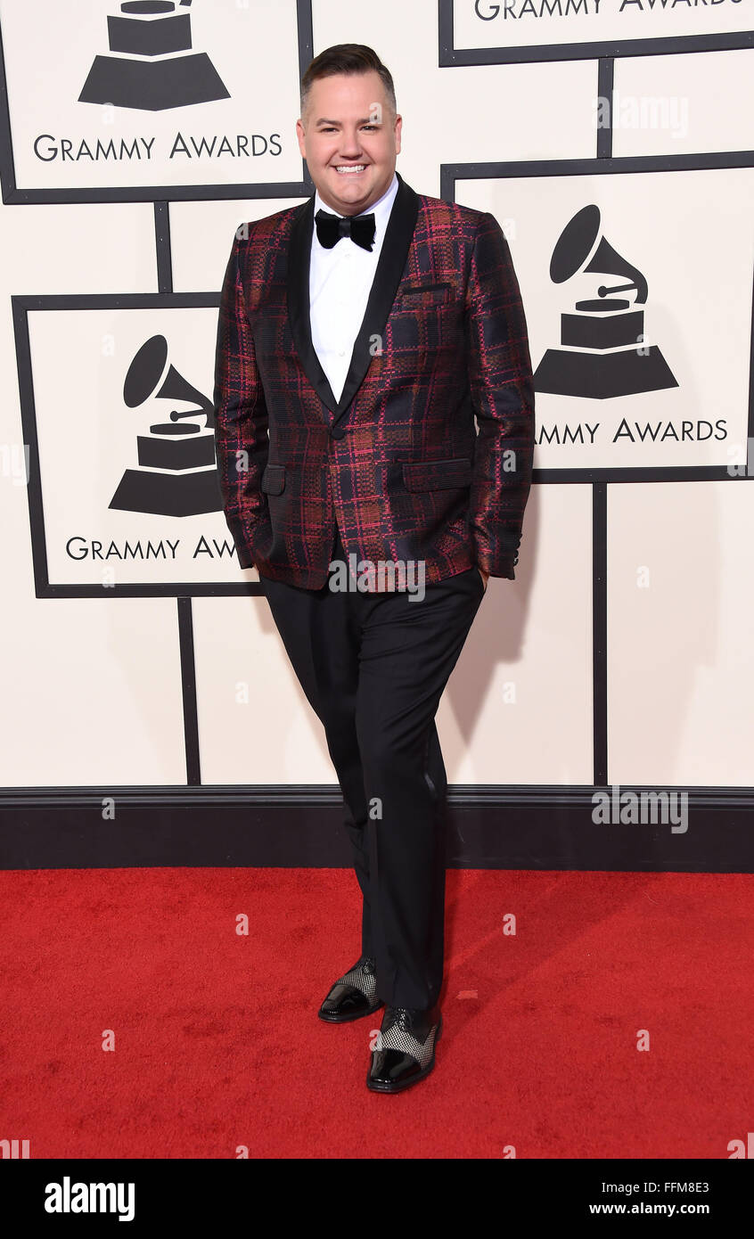 Los Angeles, Californie, USA. Feb 15, 2016. Ross Matthews arrive pour la 58e cérémonie annuelle de remise des prix Grammy au Staples Center. Credit : Lisa O'Connor/ZUMA/Alamy Fil Live News Banque D'Images