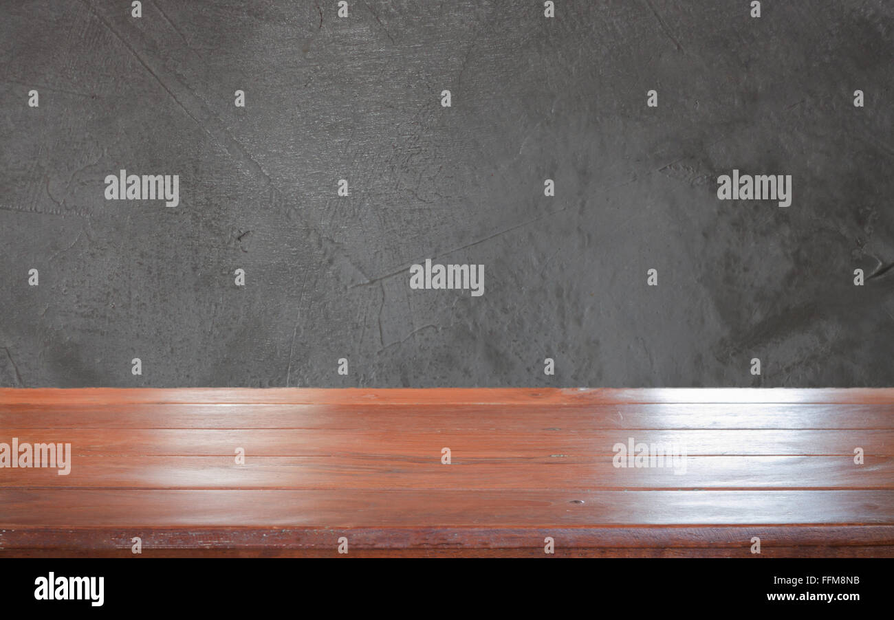 Ancienne table en bois vide haut avec fond gris, stock photo Banque D'Images