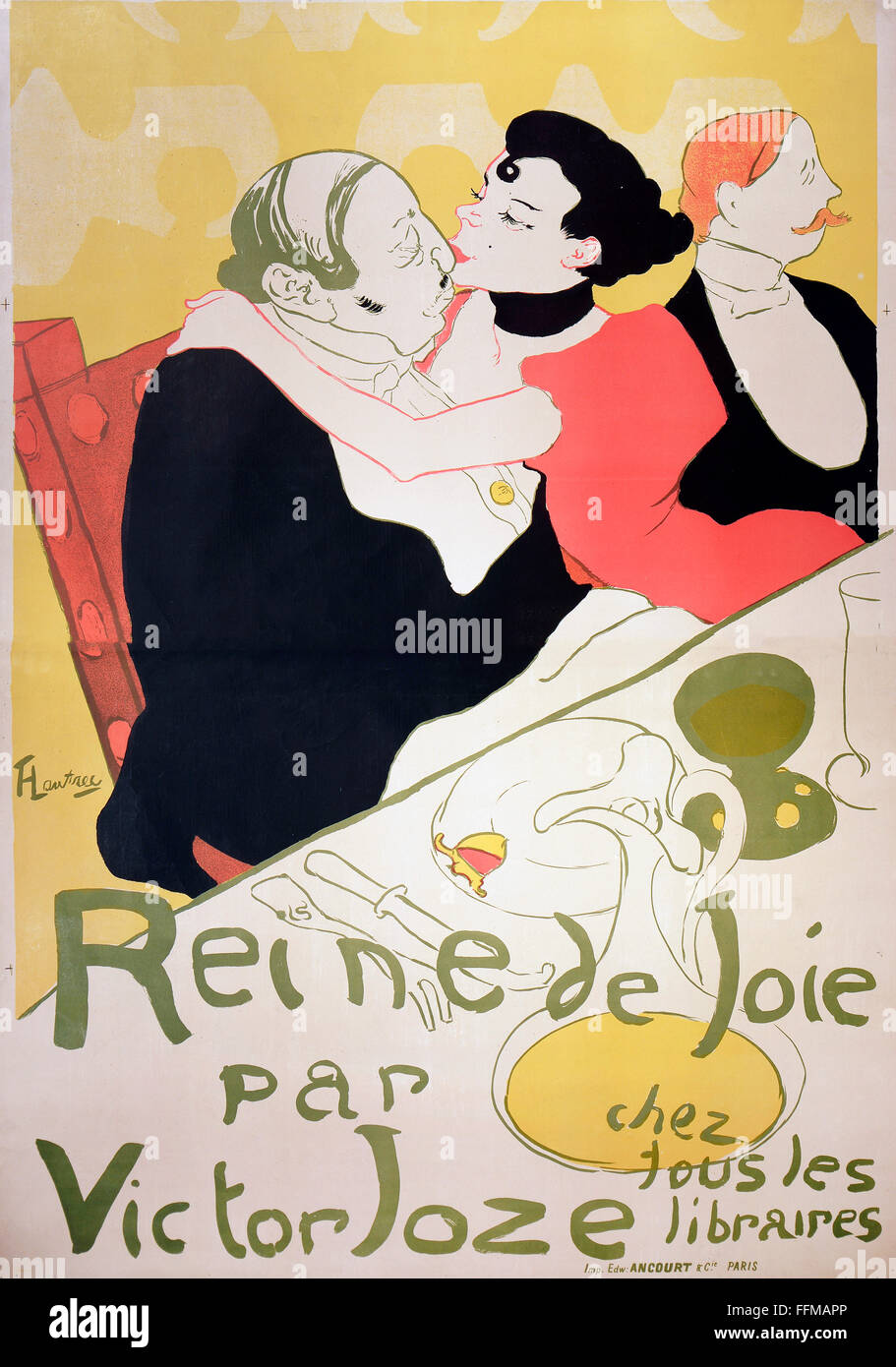 Publicité, commerce du livre, poster publicitaire pour le livre 'Reine de joie' de Victor Joze, 1892, lithographie couleur d'Henri de Toulouse-Lautrec, 140 x 97 cm, imprimé par Edward Ancourt, Paris, Die Neue Sammlung (la Nouvelle Collection), Munich, droits additionnels-Clearences-non disponible Banque D'Images