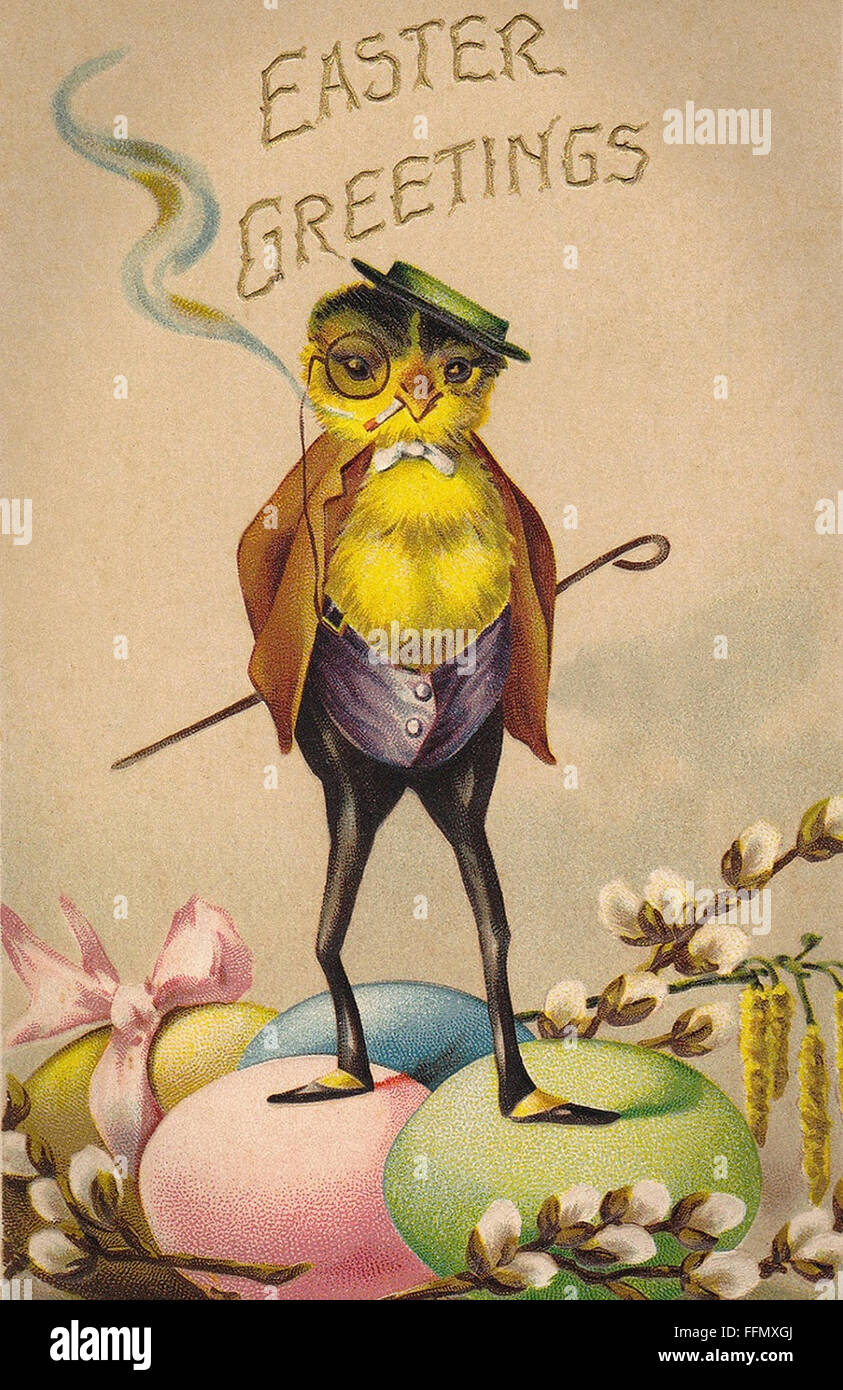 Salutations de Pâques - Vintage Postcard - 1900 Banque D'Images