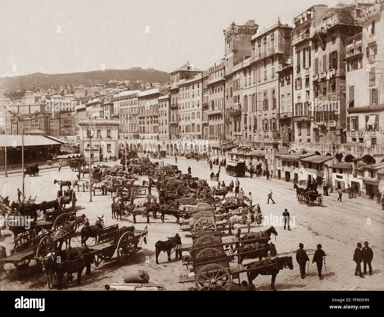 Gênes - Vintage Postcard - 1900 Banque D'Images