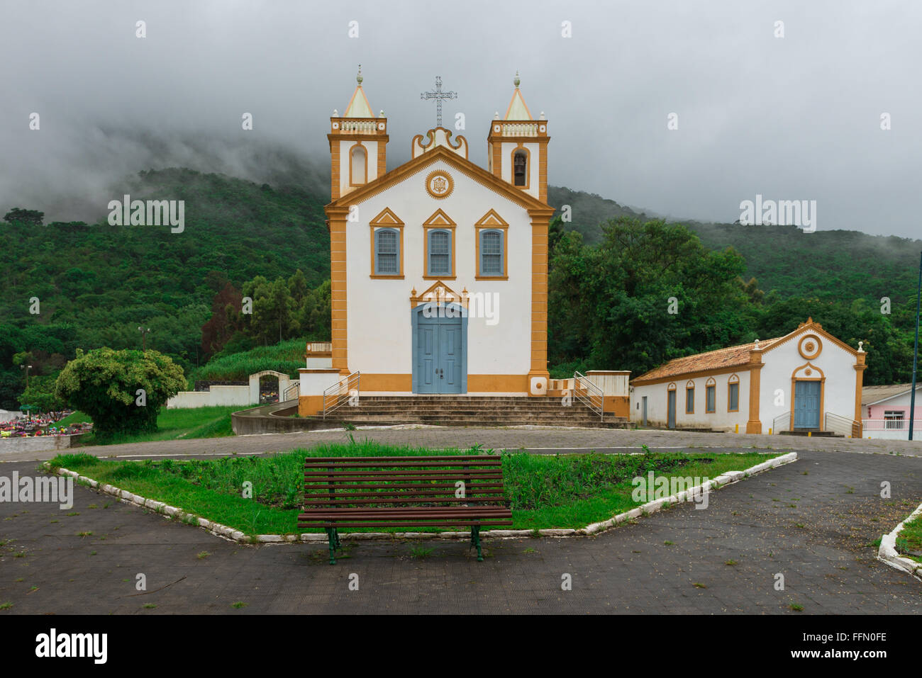 Église de Ribeirão da Ilha, Florianopolis, Santa Catarina, Brésil. L'une des principales destinations des touristes dans la région du sud. Banque D'Images