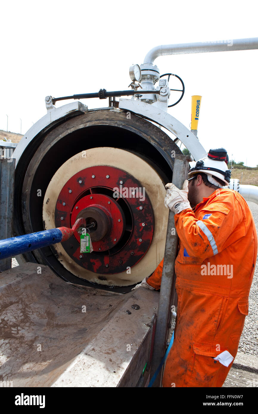 L'inspection des pipelines, Pigging Banque D'Images