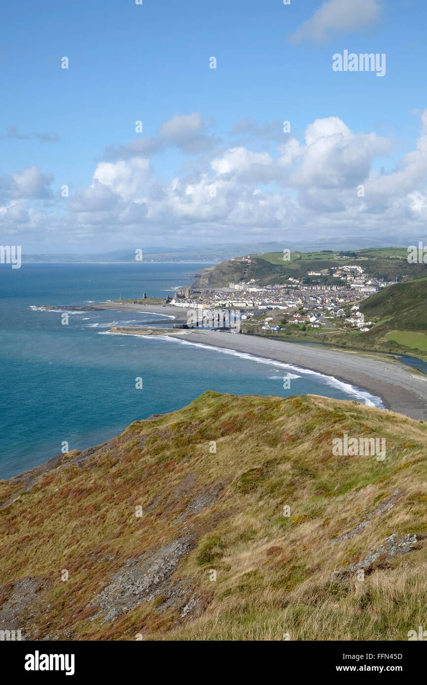 La ville universitaire d'Aberystwyth vue depuis le sud. Banque D'Images