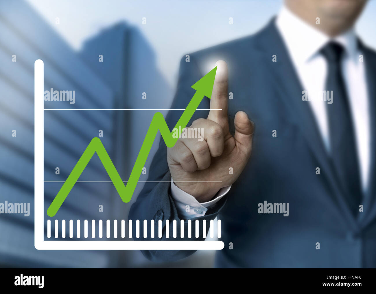 Man stock prix concept de l'écran tactile. Banque D'Images