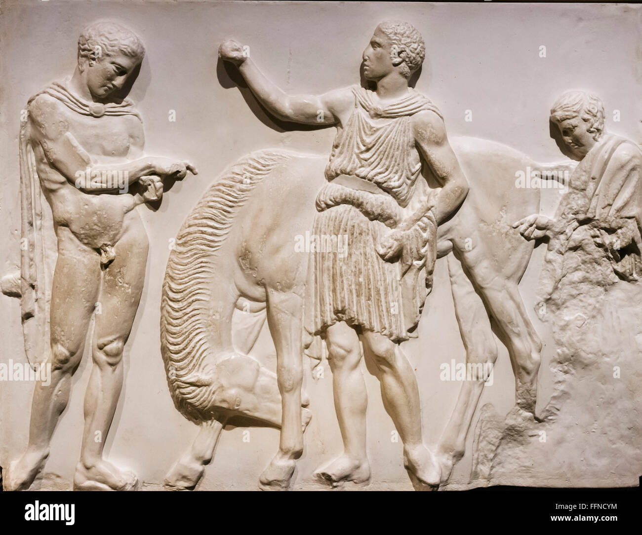 Détail d'une des sculptures du Parthénon ou "Parthénon", la Grèce antique et à Rome, galeries, British Museum, Londres, Royaume-Uni Banque D'Images