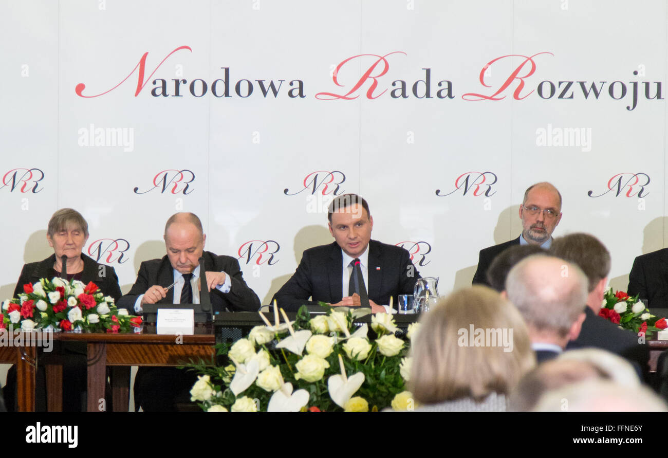 Varsovie, Pologne. 16 Février, 2016. Polish National réunion du Conseil de développement dans la région de Palais présidentiel le 16 février 2016 à Varsovie, Pologne. Credit : MW/Alamy Live News Banque D'Images