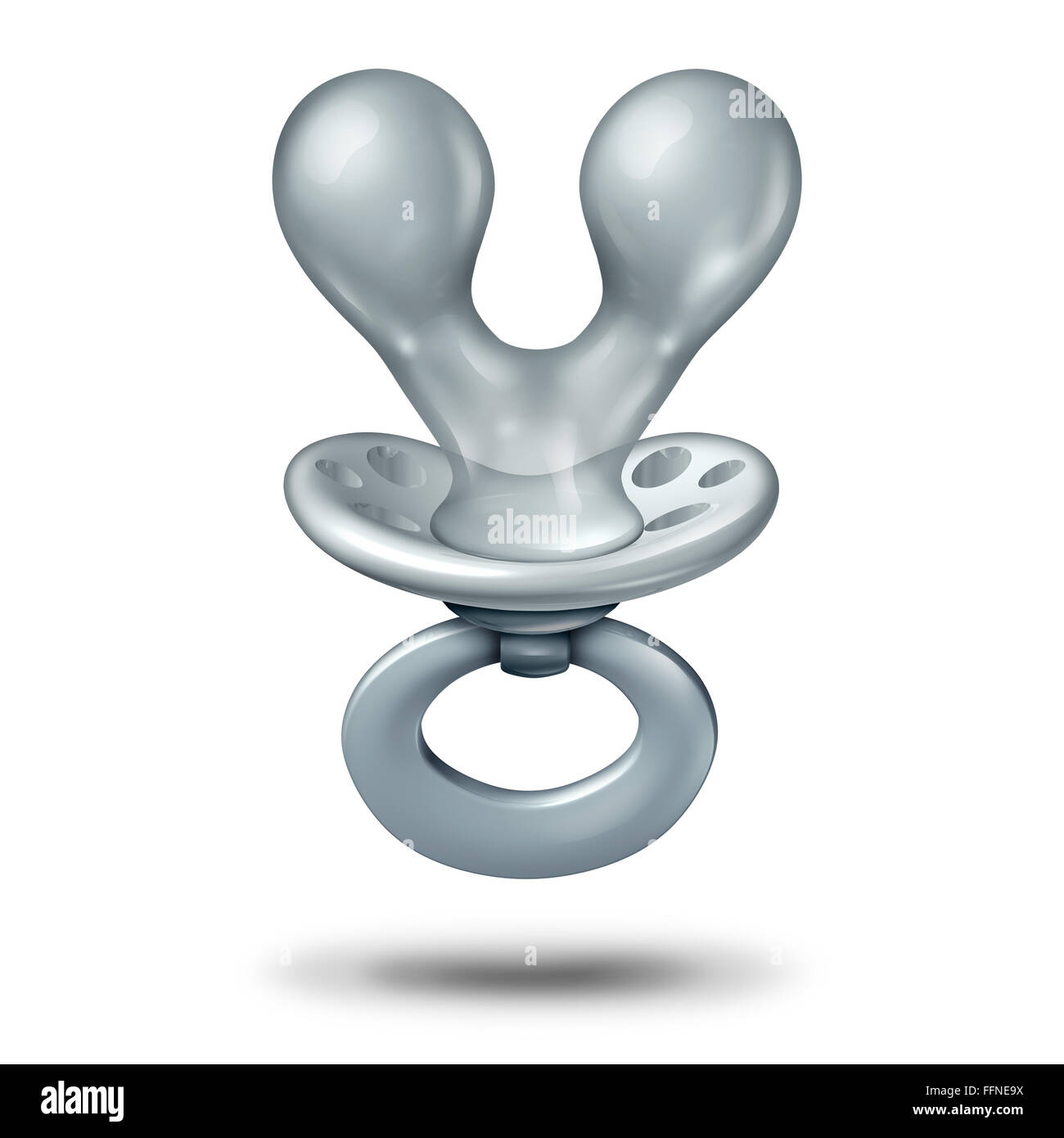 Grossesse gémellaire concept et s'attendre à ce que des jumeaux comme une naissance multiple idée comme une double sucette bébé tétine sucette nouveau-né ou d'objet sur le blanc comme symbole de maternité ou d'une icône de la mère et du père des enfants. Banque D'Images