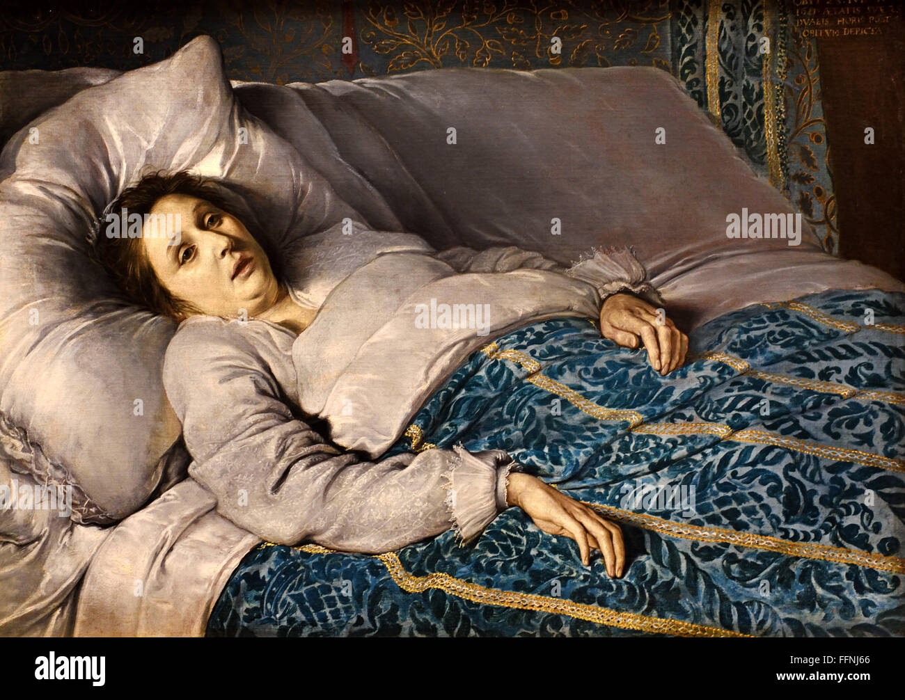 Jeune femme sur son lit de mort anonyme, école flamande 1621 Belgique Belge  Photo Stock - Alamy