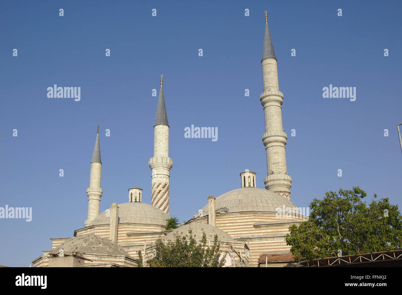 Les minarets de l'Uc Serefeli Mosque à Edirne, Turquie Banque D'Images