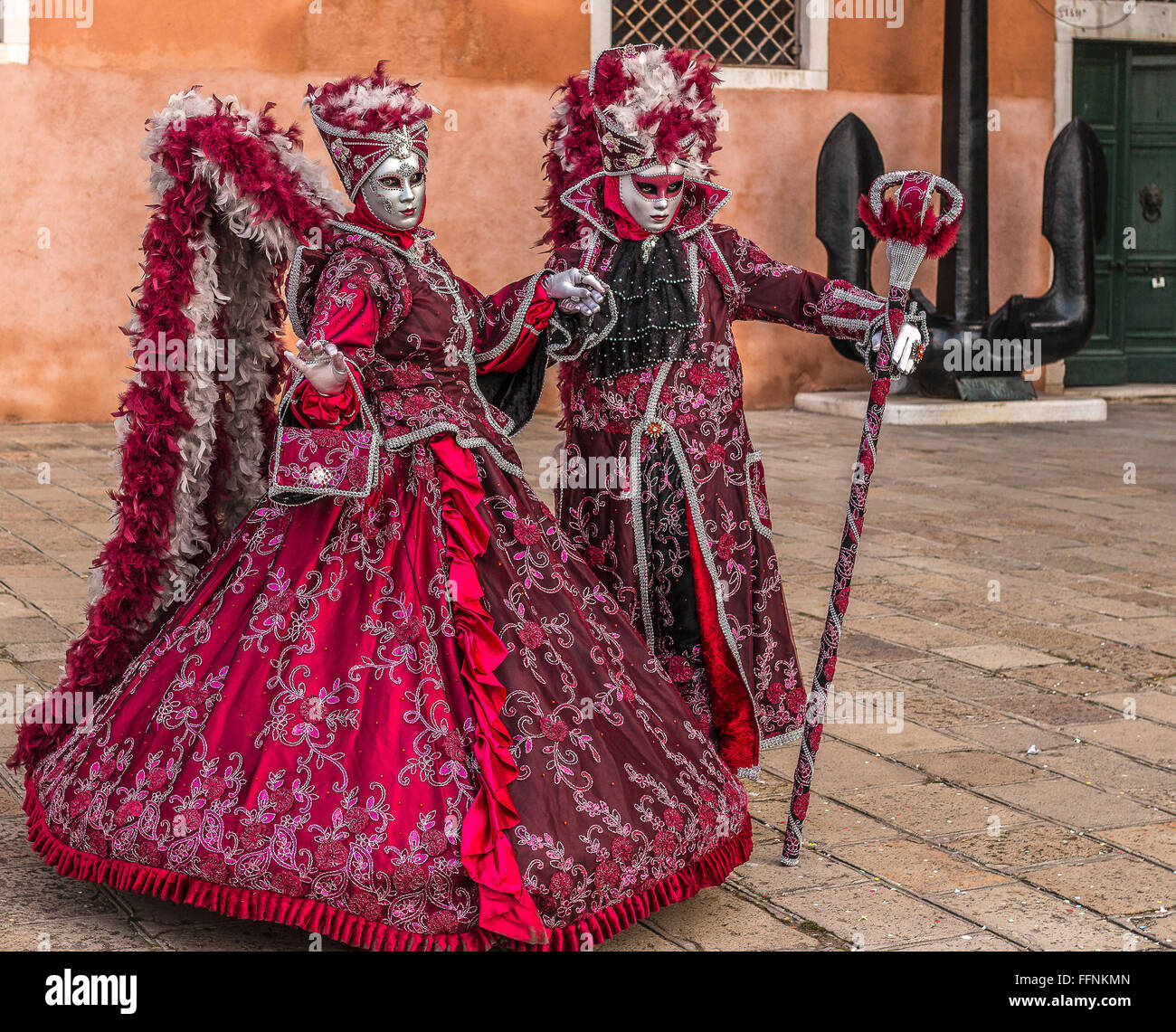 Masques et costumes de carnaval de Venise Banque D'Images