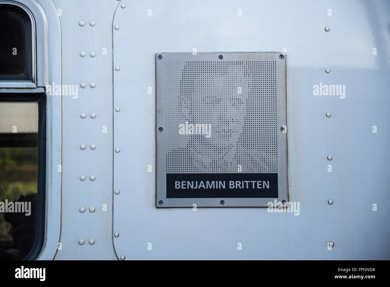 Benjamin Britten memorial train à Acle gare Banque D'Images