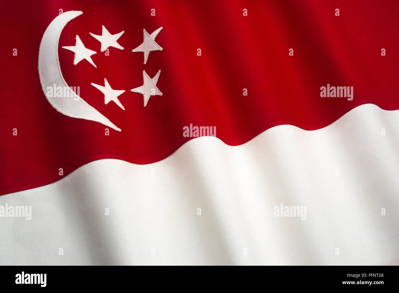 Drapeau de Singapour fait de coton cousu BUNTING Banque D'Images