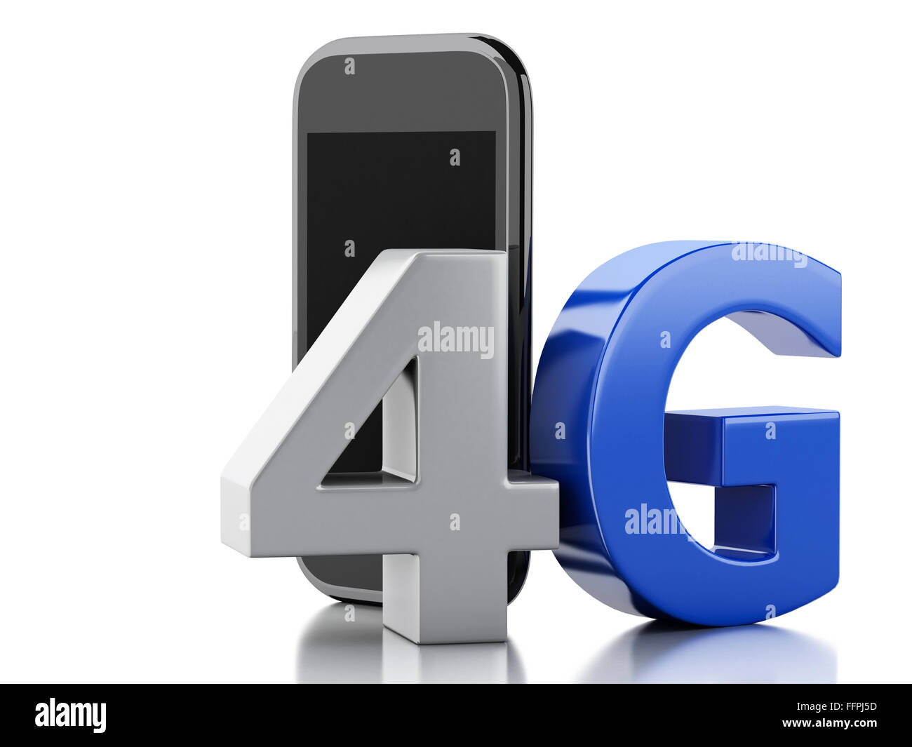 Moteur de rendu 3d image. Smart phone avec 4G LTE signe. La communication concept. Isolé sur fond blanc Banque D'Images