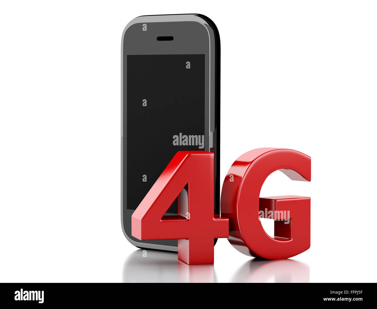 Moteur de rendu 3d image. Smart phone avec 4G LTE signe. La communication concept. Isolé sur fond blanc Banque D'Images