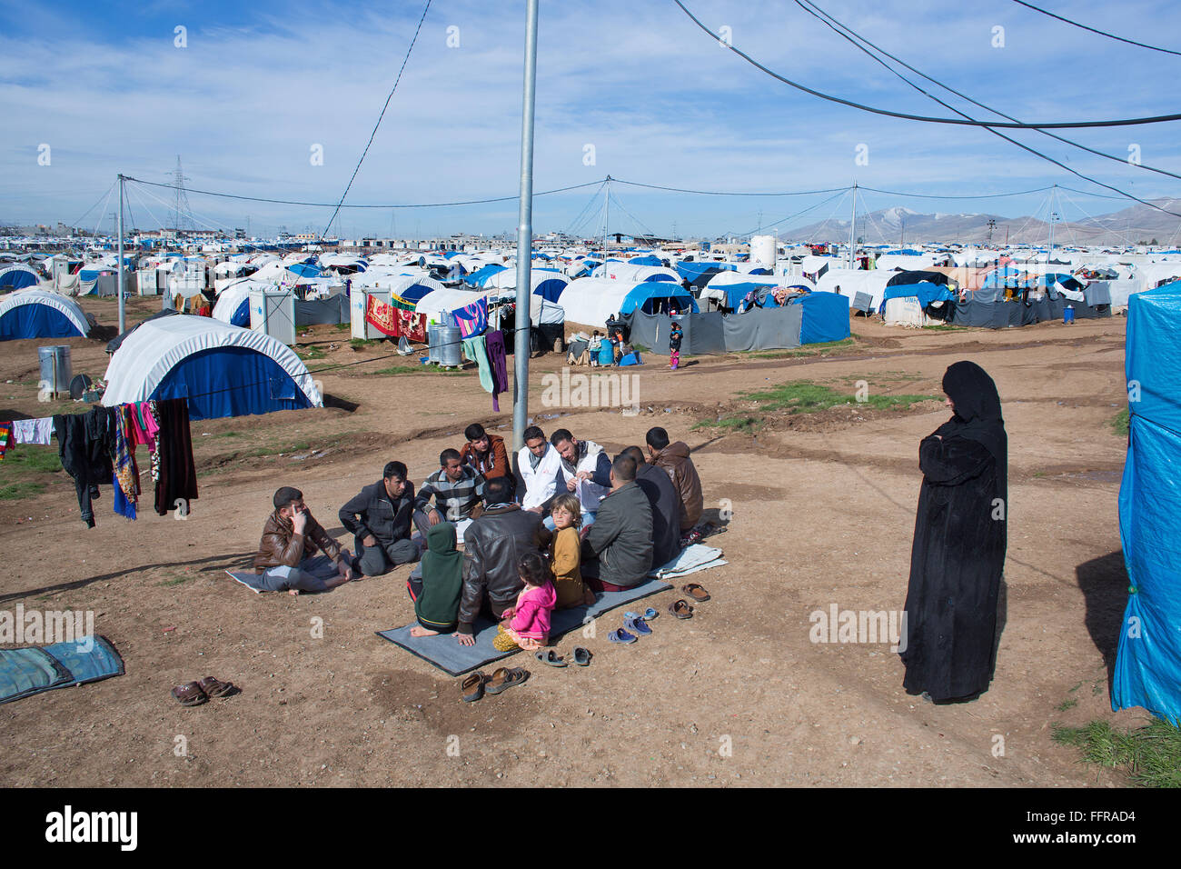 Les promoteurs de la santé au travail de MSF dans l'Arbat Kamp, le nord de l'Iraq des réfugiés Banque D'Images