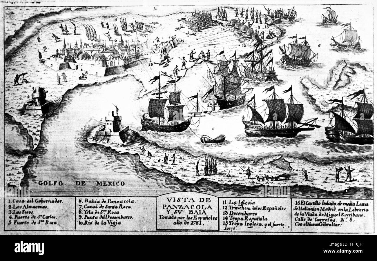 Bataille de Pensacola, 1781. /Nla siège de Pensacola, Floride, tenu par