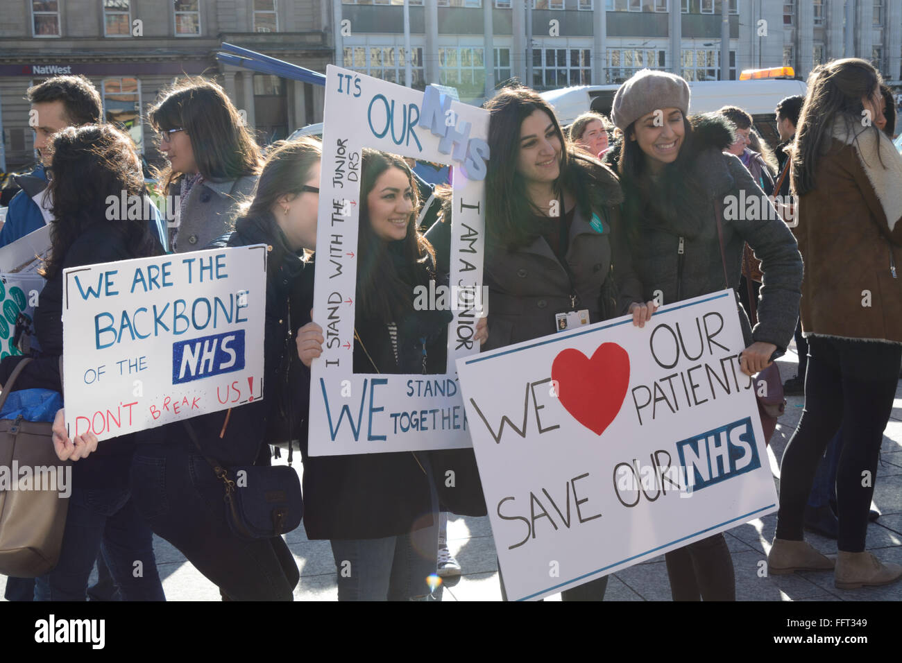 Les médecins en grève, Nottingham, Angleterre. Banque D'Images