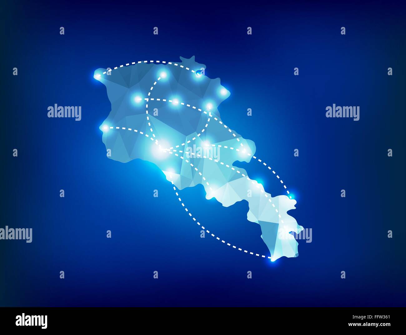 Arménie carte pays avec polygonale spots des lieux Illustration de Vecteur