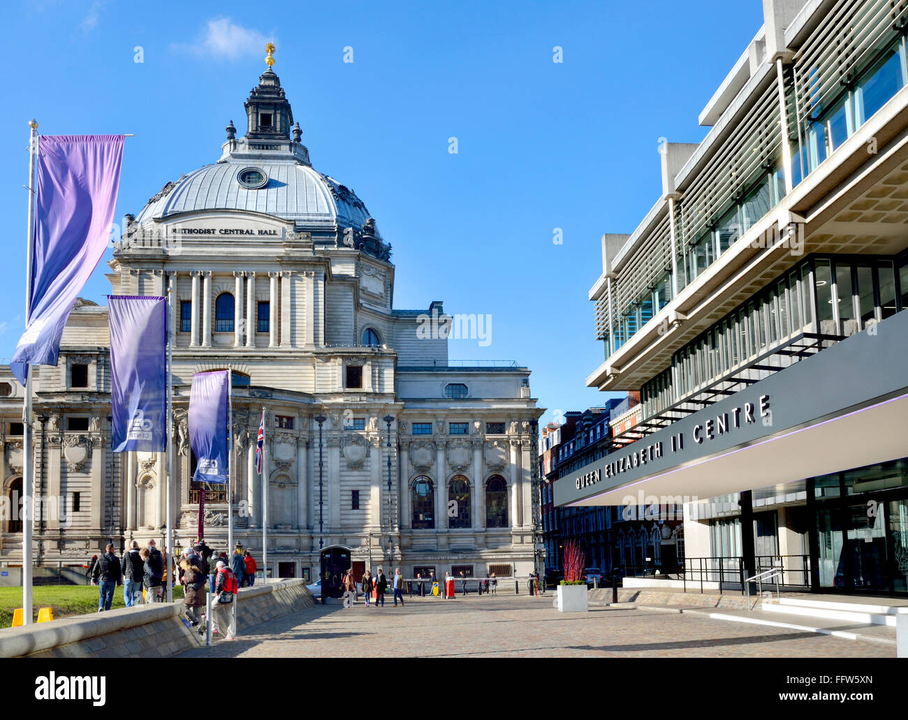 Londres, Angleterre, Royaume-Uni. Hall méthodiste centrale et de la reine Elizabeth II, Centre de Westminster Banque D'Images