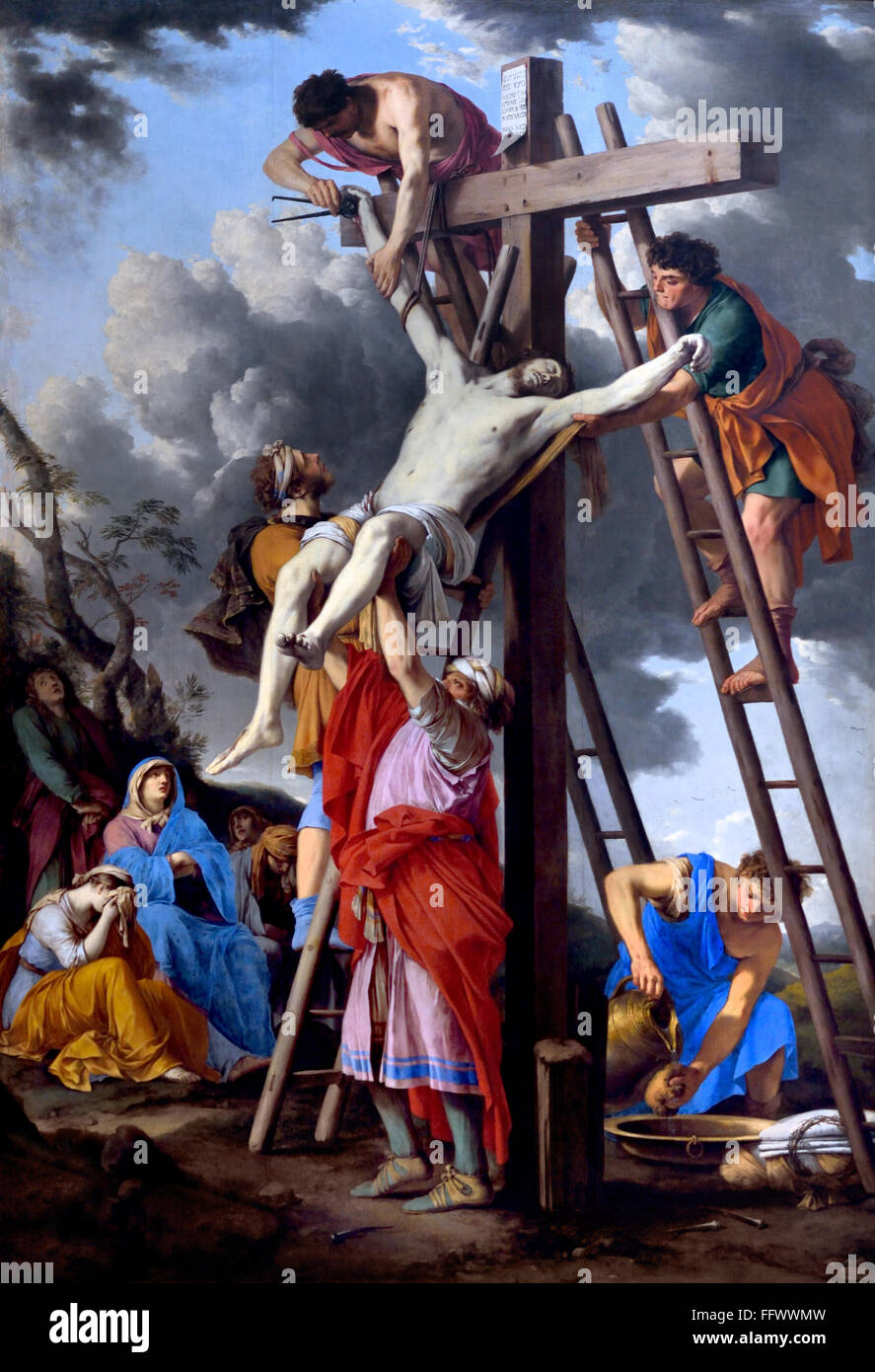 La descente de la Croix- La Descente de croix par Laurent de la Hyre (1606-56) France French Banque D'Images La descente de la Croix- La Descente de croix par Laurent de la Hyre (1606-56) France French Banque D'Images