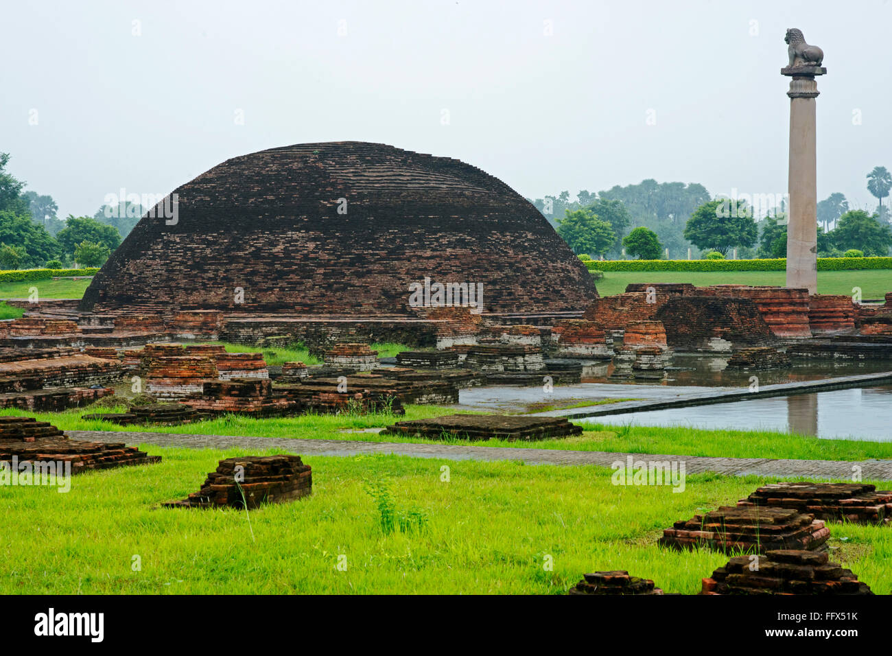 Pilier d'Ashoka , Kolhua , Vaishali Bihar , , Inde Banque D'Images