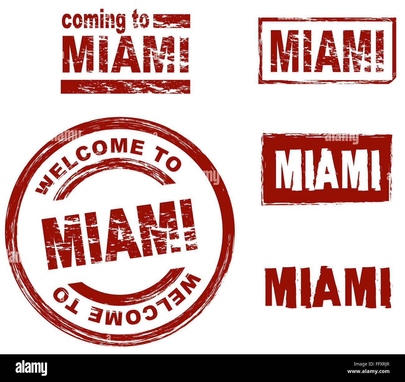 Ensemble de timbres d'encre stylisé montrant la ville de Illustration de Vecteur