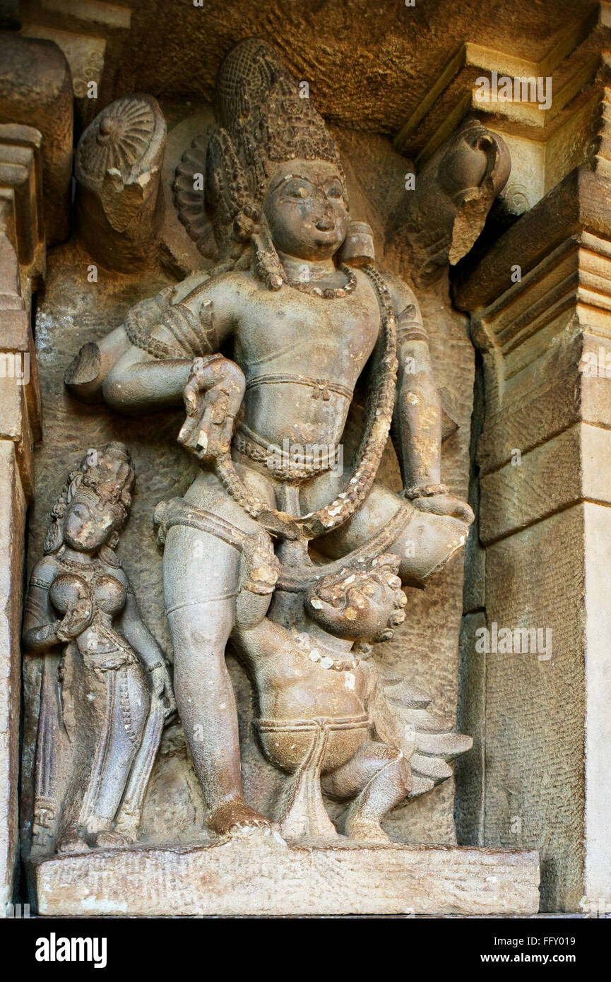 Statue du corridor en temple de Durga 7ème siècle , Aihole , Karnataka , Patrimoine de l'Inde Banque D'Images