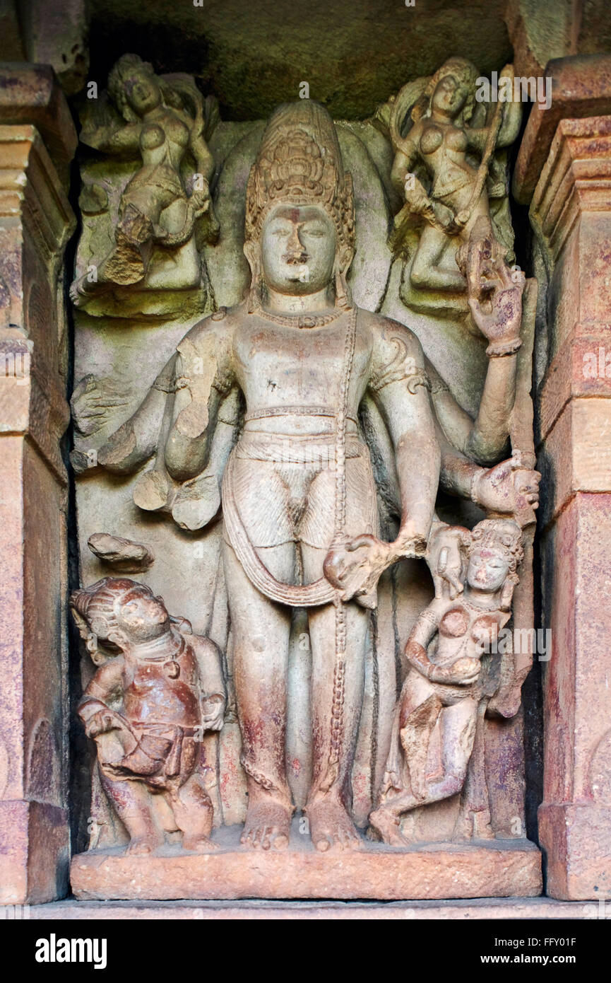 Statue du corridor en temple de Durga 7ème siècle , Aihole , Karnataka , Patrimoine de l'Inde Banque D'Images