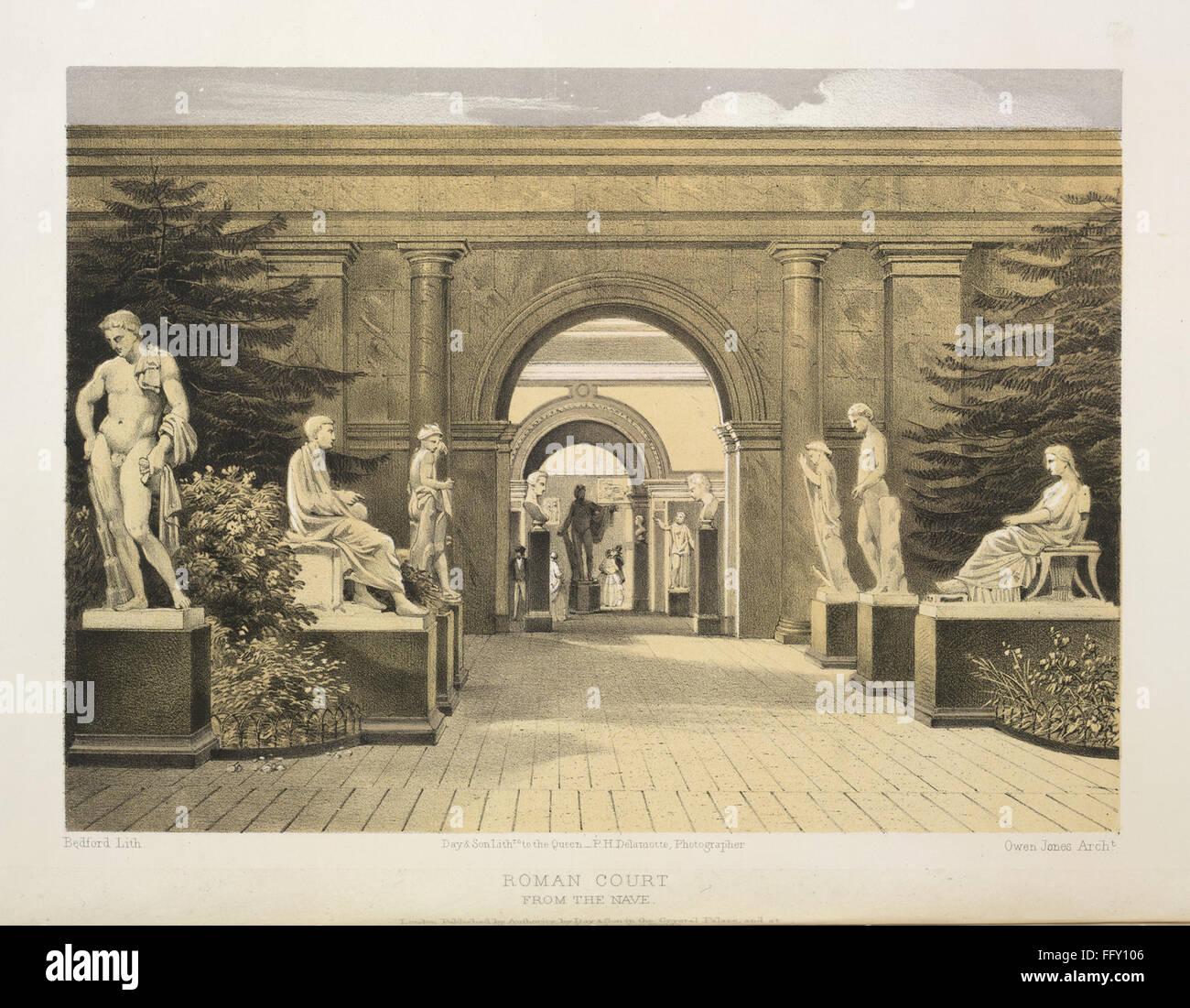 Ce livre explore la région de la dentelle et du parc à Sydenham, en se concentrant sur la «cour romaine» avec des illustrations détaillées et une analyse architecturale. Banque D'Images