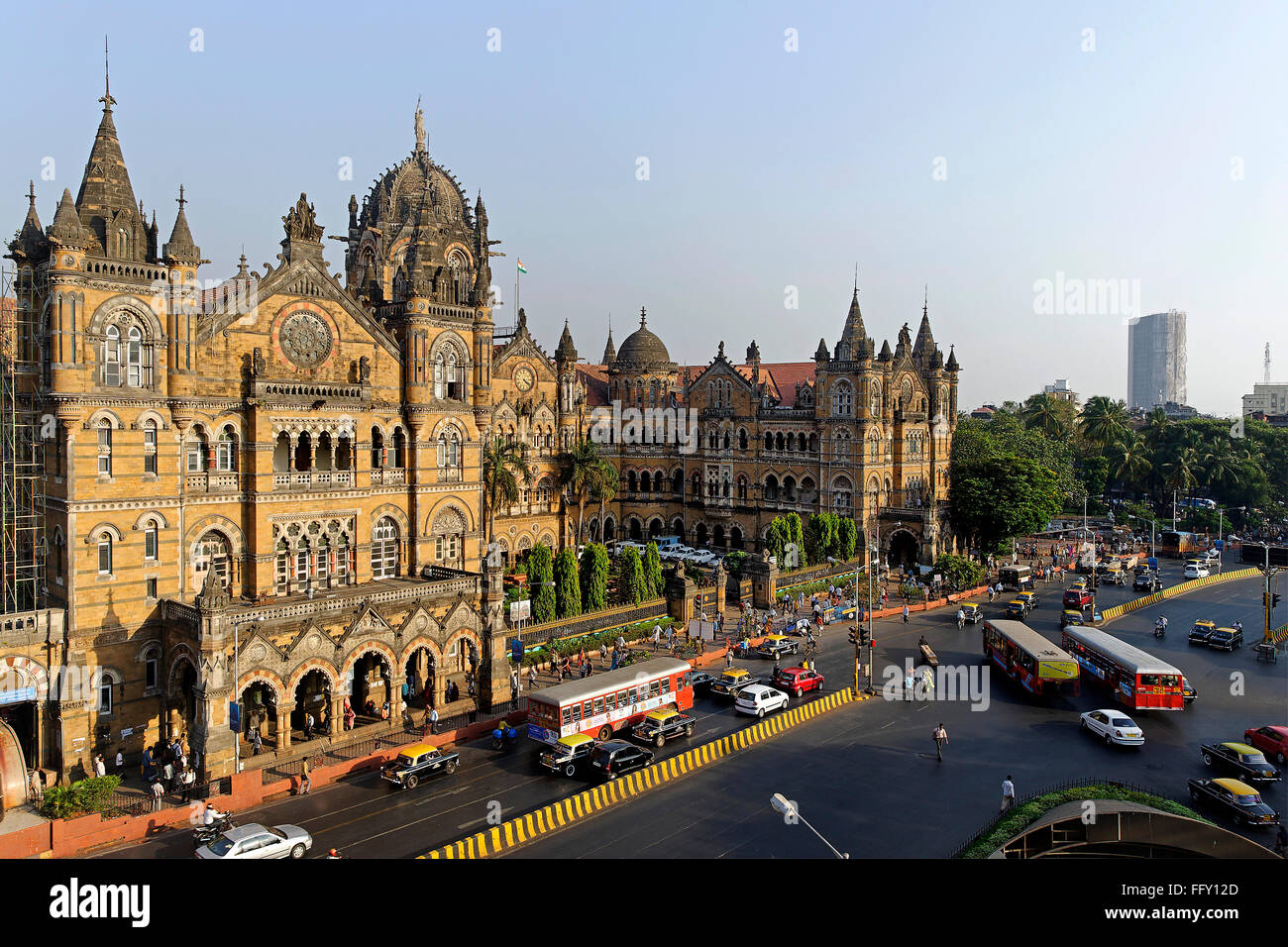 Victoria Terminus VT maintenant Gare Chhatrapati Shivaji CST railway station , Bombay Mumbai , Maharashtra Banque D'Images