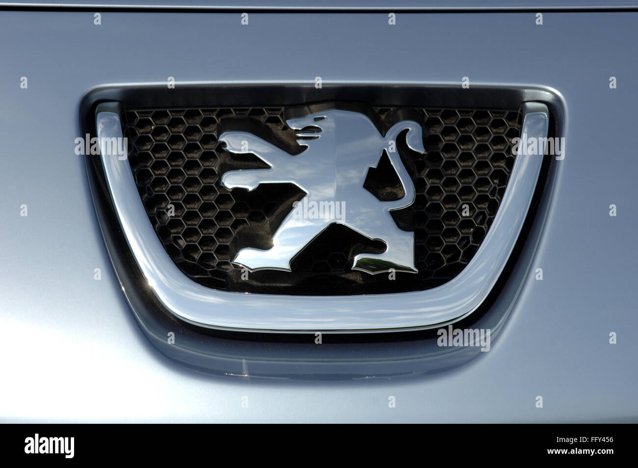 Logo insigne Lion en 2007 sur une Peugeot 207 SW Outdoor Concept car Banque D'Images