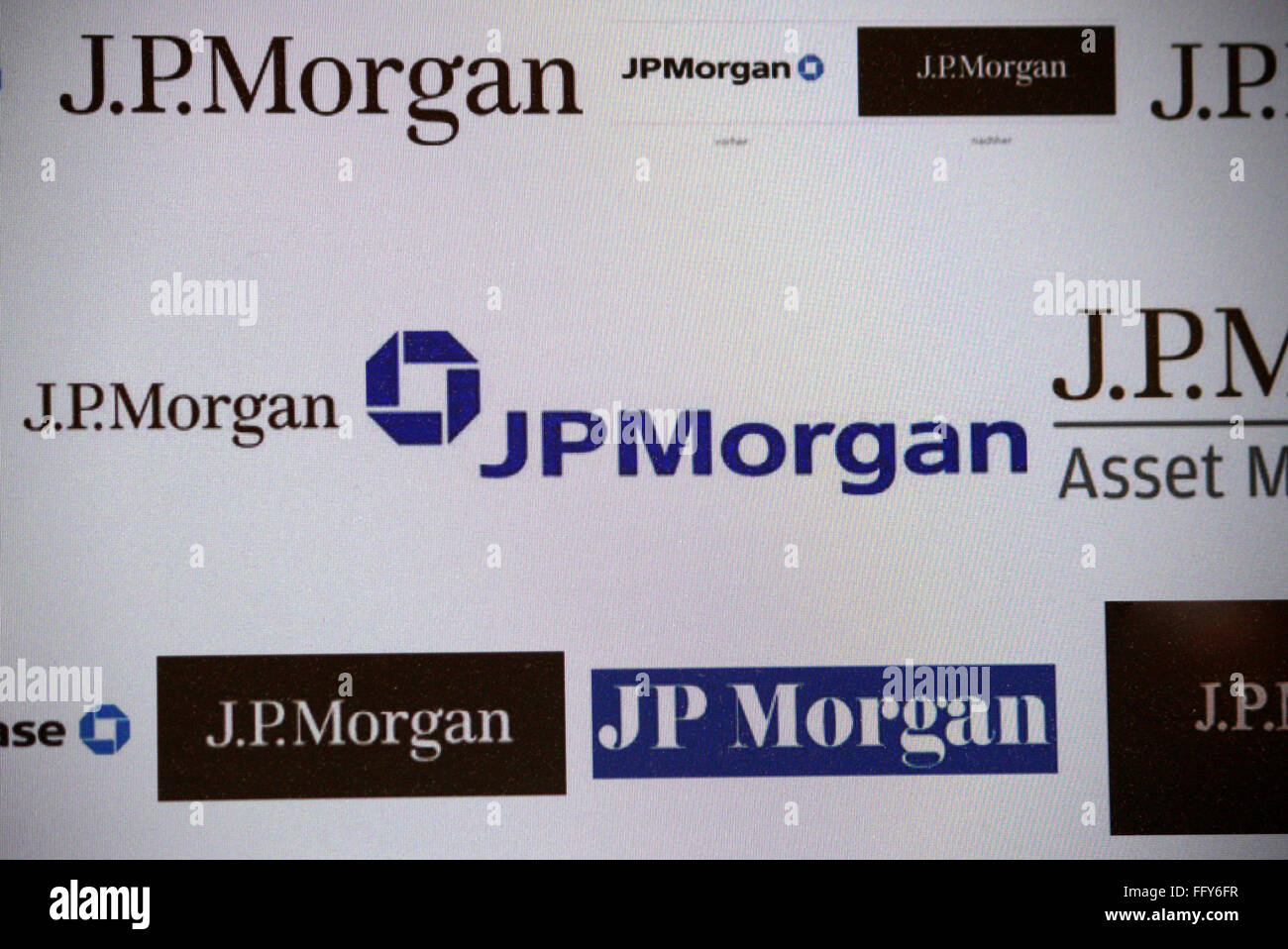 Markenname : 'JP Morgan', Dezember 2013, Berlin. Banque D'Images