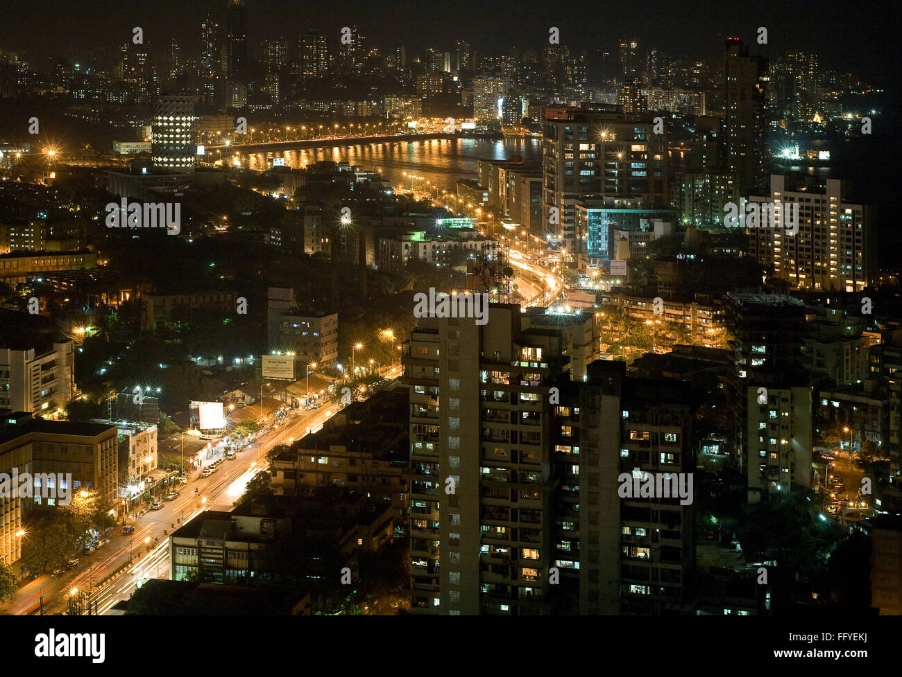 Vue aérienne de worli et mahalakshmi ; Bombay Mumbai Maharashtra ; Inde ; Banque D'Images