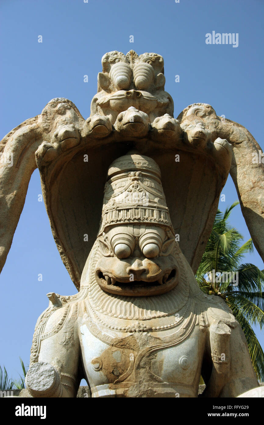 Ugra, Narsimha idol , Hampi Vijayanagar ruins , Karnataka , Inde Banque D'Images