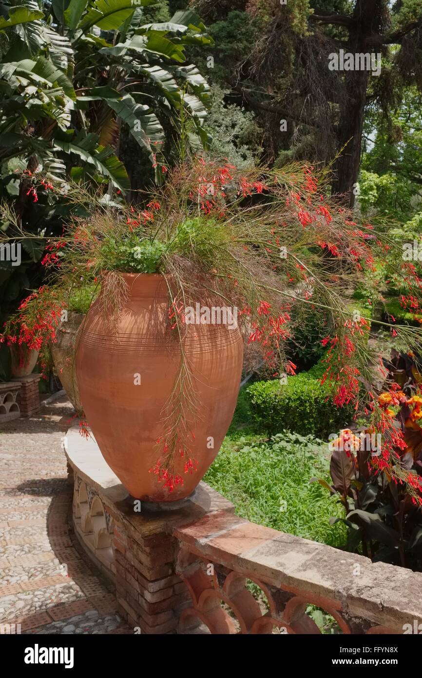 Taormina - fonction dans le plus visité des jardins municipaux à l'origine fondée par Florence Trevelyan au 19e siècle. Banque D'Images