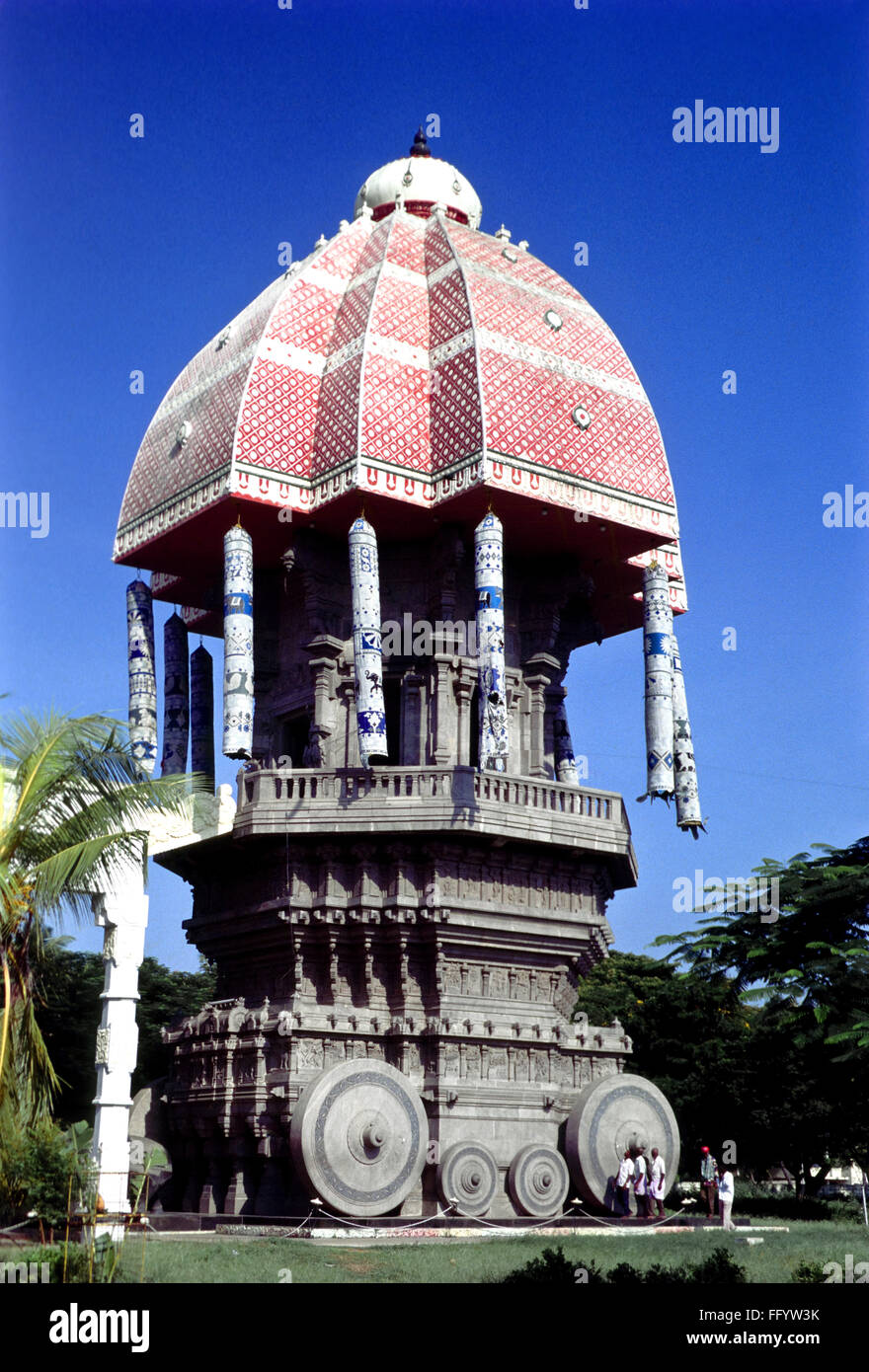 Pierre Chariot à Valluvar Kottam, Madras, Chennai, Tamil Nadu, Inde Banque D'Images