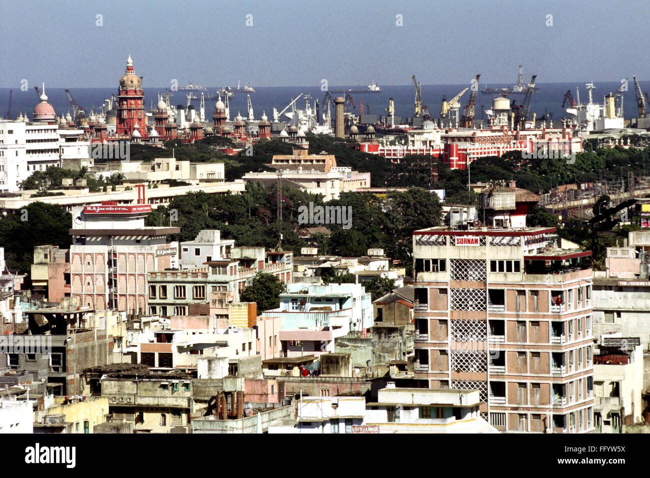 Vue aérienne de Madras Chennai Tamil Nadu ; Inde ; Banque D'Images