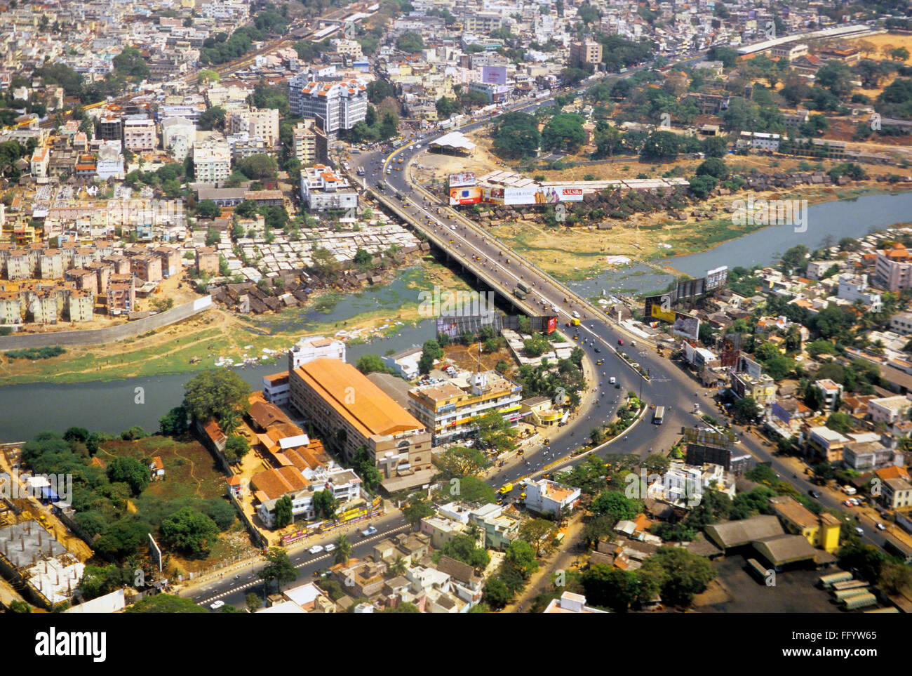 Vue aérienne de Madras Chennai Tamil Nadu ; Inde ; Banque D'Images