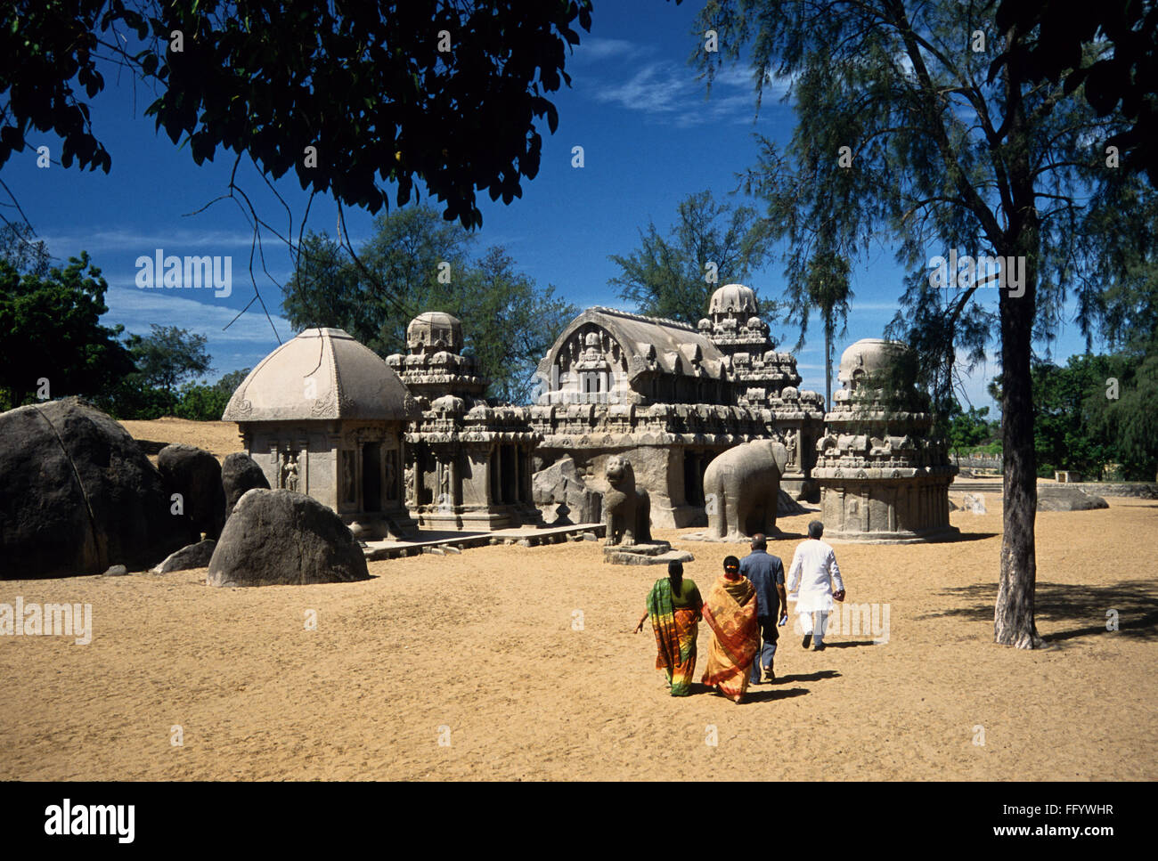 Cinq raths Mamallapuram Mahabalipuram ; ; ; Tamil Nadu Inde Banque D'Images