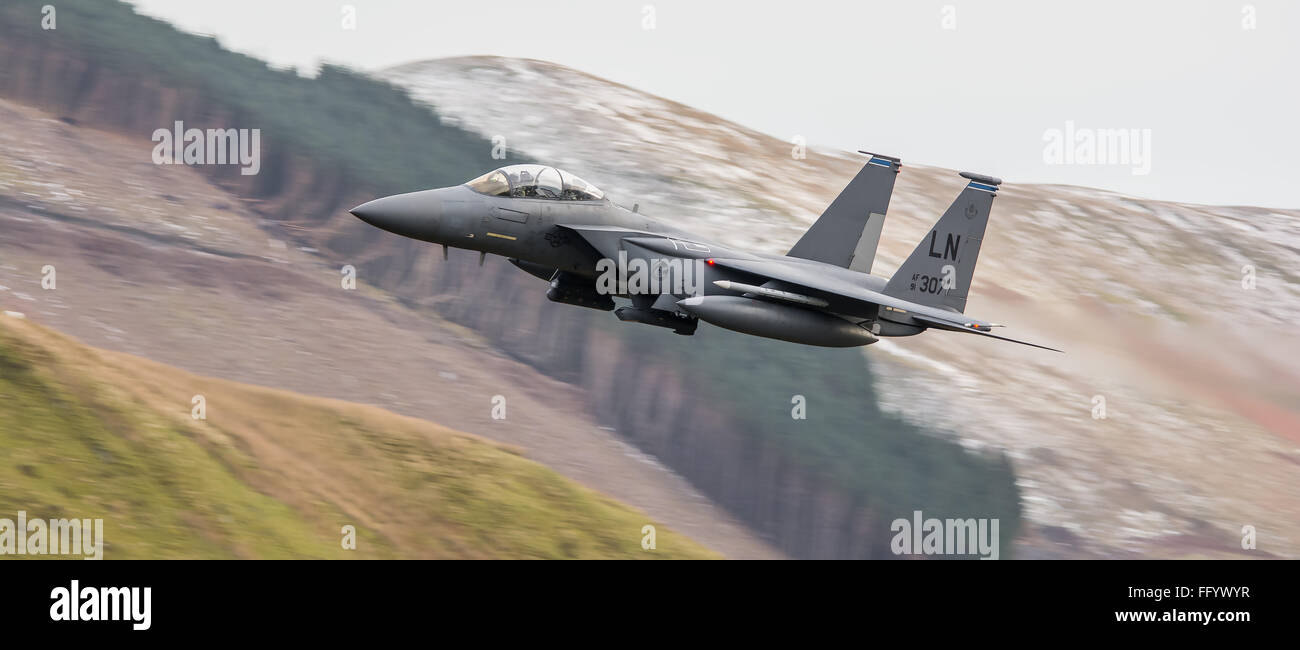 F15 dans la boucle de Mach au Pays de Galles Banque D'Images