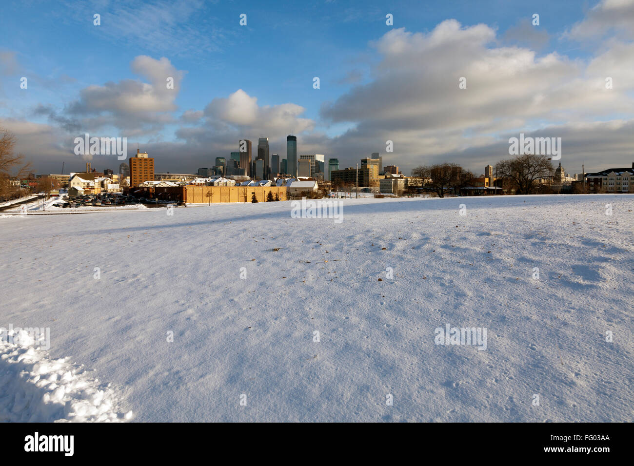 Tableau Peinture – Scène De Rue Minneapolis Sous La Neige – Déco Murale Originale